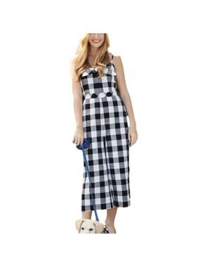 Linen Cotton Blend Black & White Cropped Wide Leg Romper, Retro, FOREST LILY 4